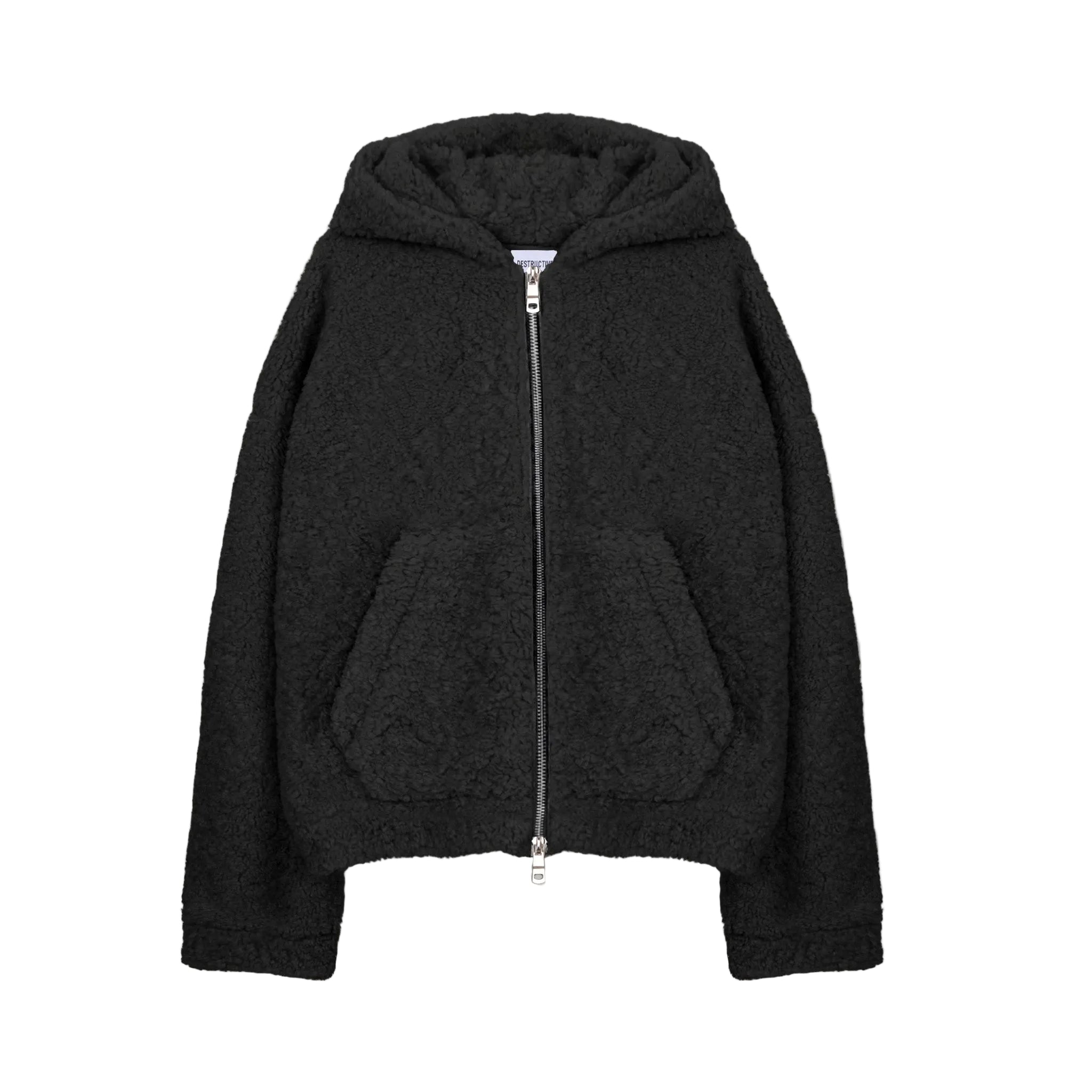 Front view of Destructive Fleece ZIP Black Jacket